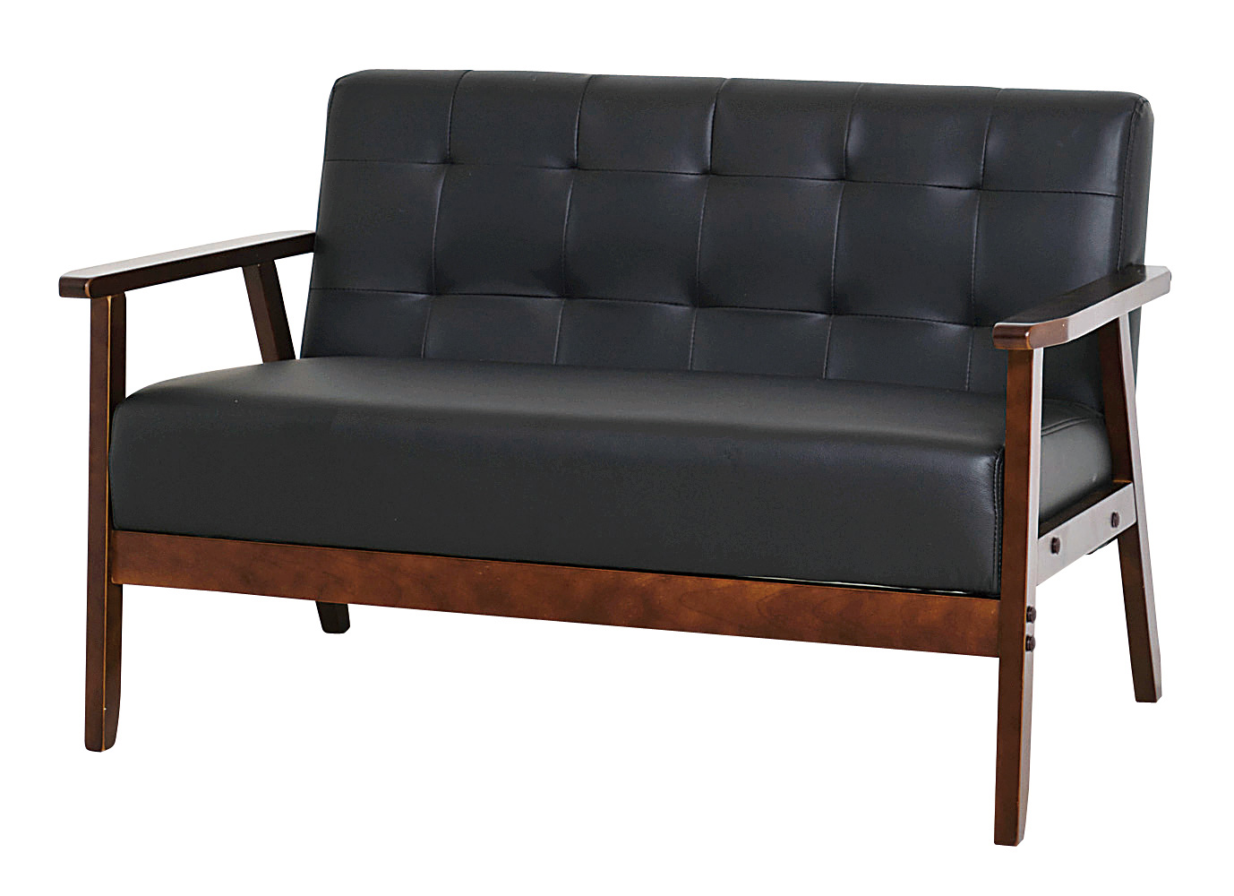 木肘ソファ 2人掛け 北欧 グレー ブラック 天然木 木製 おしゃれ 二人