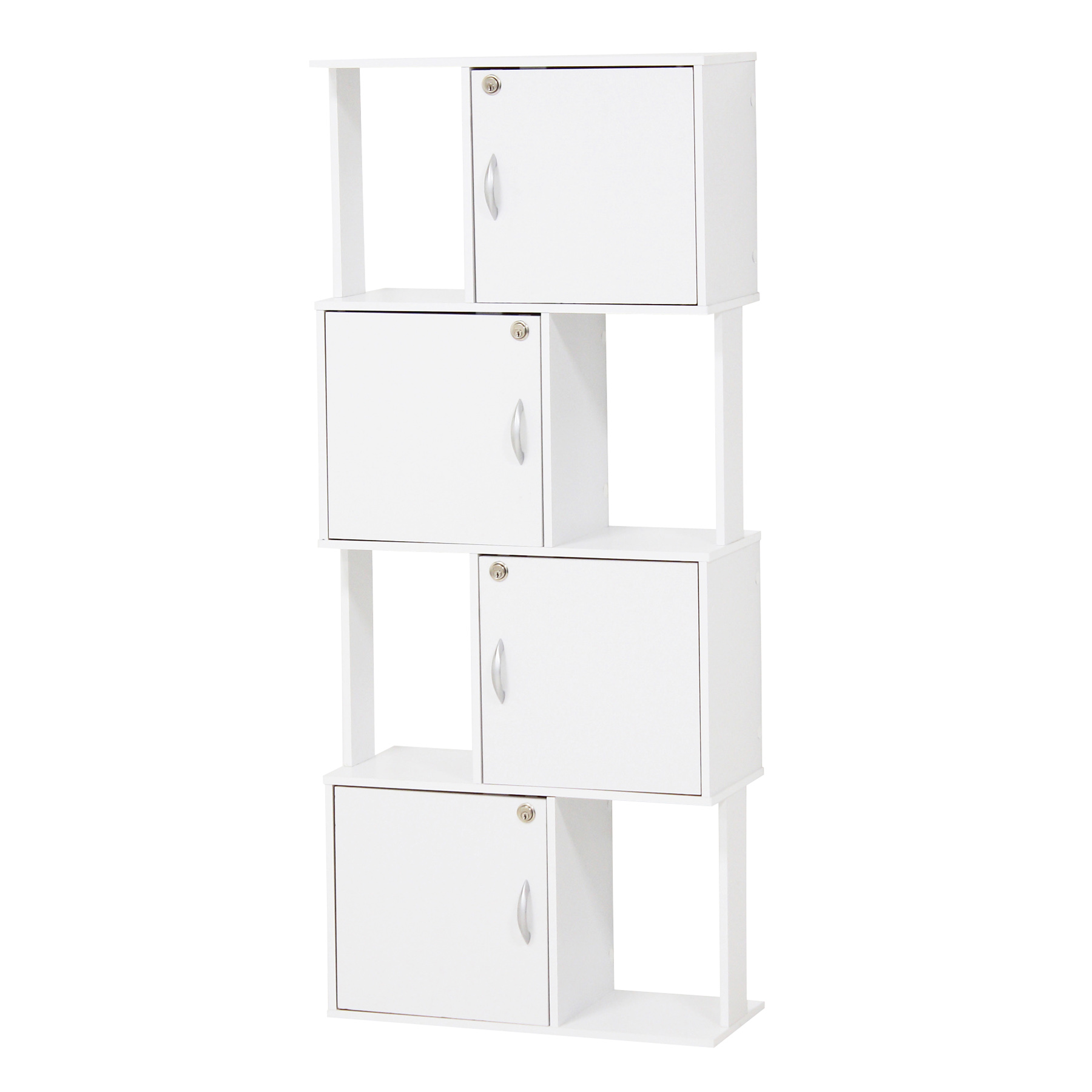 鍵付き収納ボックス 4段 ロッカー 扉付き 棚 ラック 収納 壁 薄型