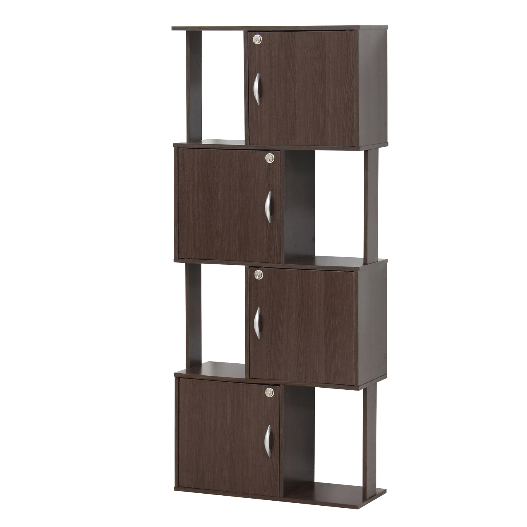 鍵付き収納ボックス 4段 ロッカー 扉付き 棚 ラック 収納 壁 薄型