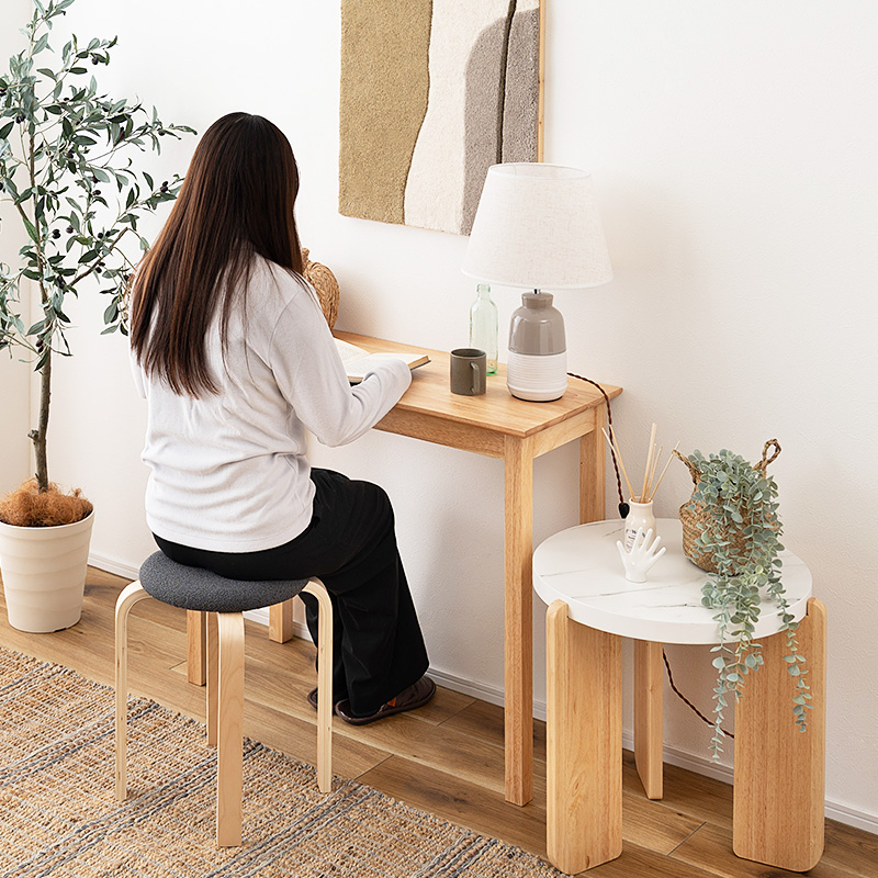 【良品】 木製スタッキングスツール 4脚セット ② クリーム　カフェチェア タンスのゲン スツール サイドテーブル 4脚セット 椅子 スタッキング