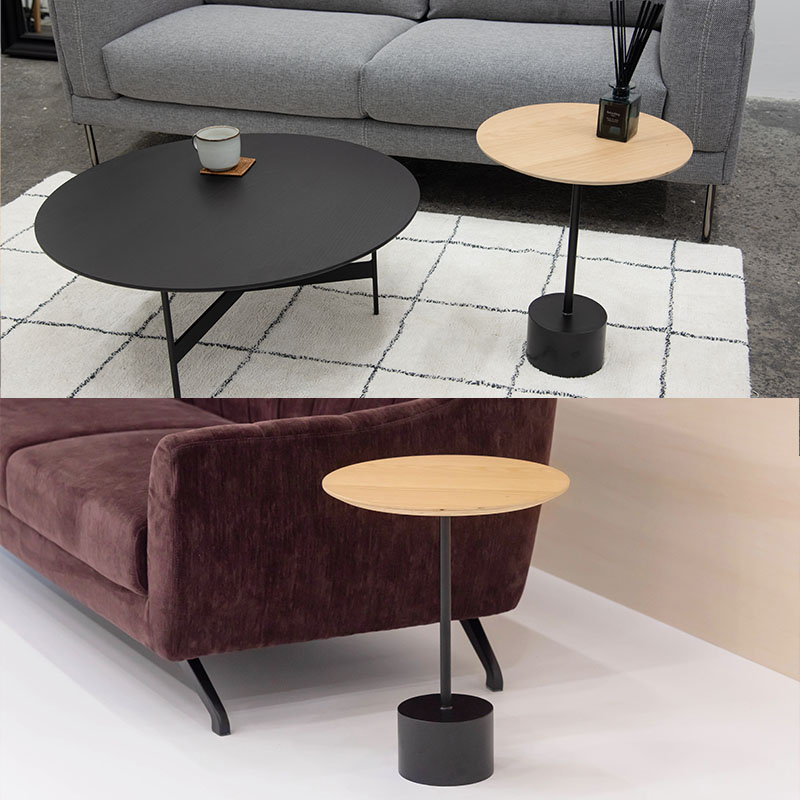 サイドテーブル 丸型 おしゃれ 天然木 アイアン ナイトテーブル ソファ