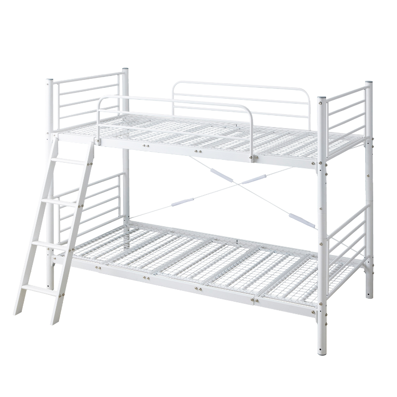 パイプベッド2段 キング シングル ツインベッド 高さ調整 白 ブラック