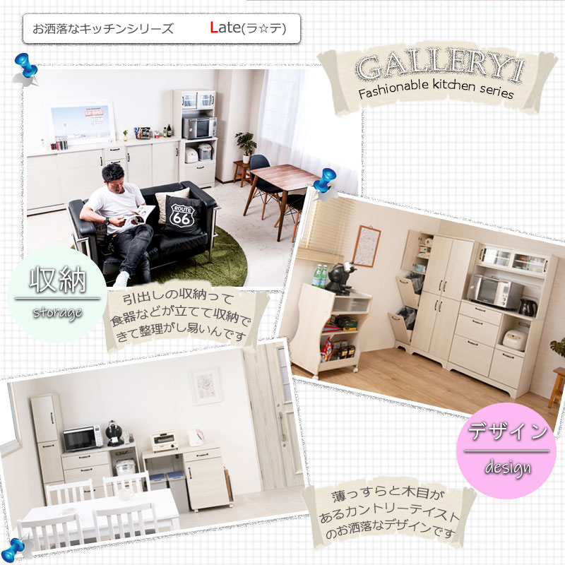 カウンター下収納 2分別 ダストボックス付き 幅80cm キャビネット