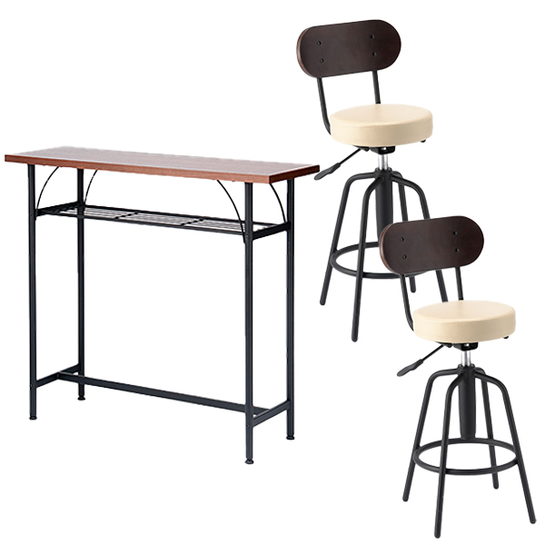【半額】カウンターテーブル＆チェア カウンターテーブル チェア 3点セット 幅100 高さ90 奥行35 カフェ 天