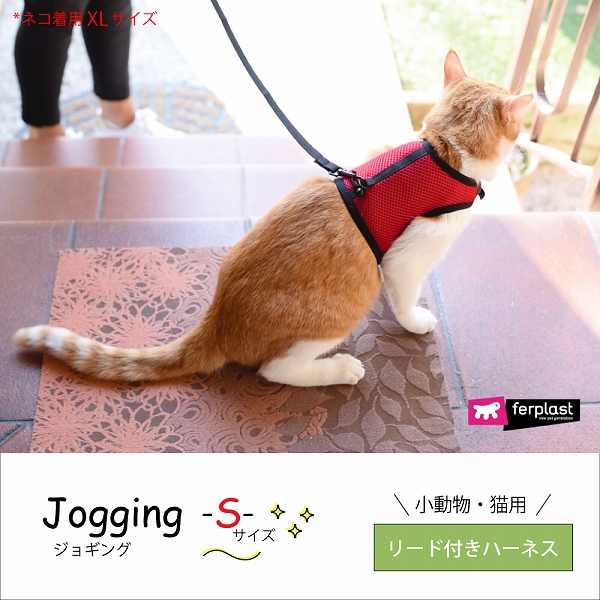 小動物 猫用リードつきハーネス jogging〜ジョギング〜 S【ポスト投函