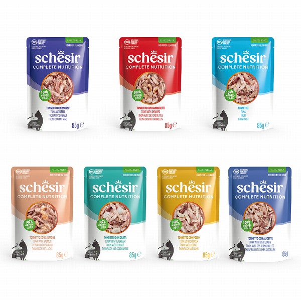 NEW 選べる7種類 成猫用 シシア ゼリータイプ パウチ 85g 総合栄養食 キャットフード Schesir | シシア | 13