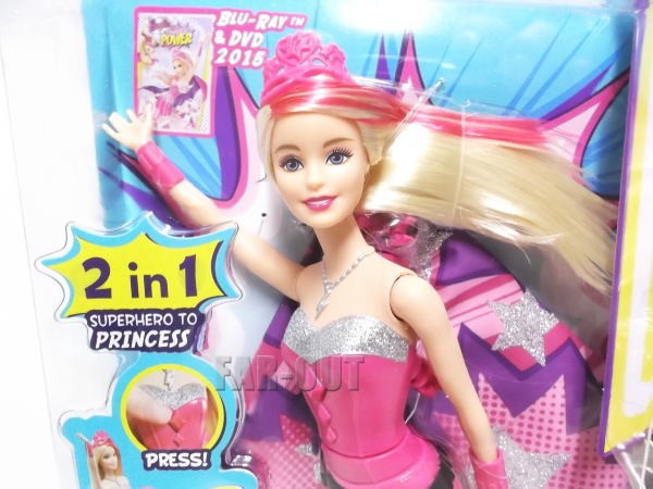 バービー プリンセスパワー 2 in 1 スーパーヒーロー ドール 人形