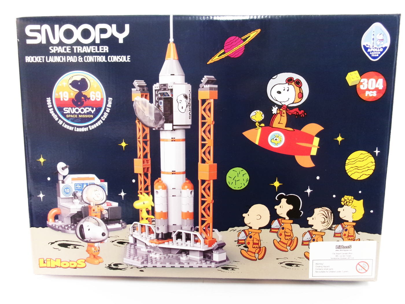 LiNooS ピーナッツ スヌーピー スペースロケット 宇宙 月面着陸 ブロックトイ フィギュア Peanuts Snoppy Space  Rocket Bricks Set