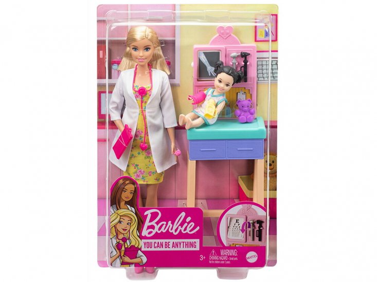 バービー 小児科医 プレイセット 女の子のフィギュア付き ドール 人形 ブロンドヘア お医者さんごっこ 医師 ドクター 病院 Barbie  (GTN51)