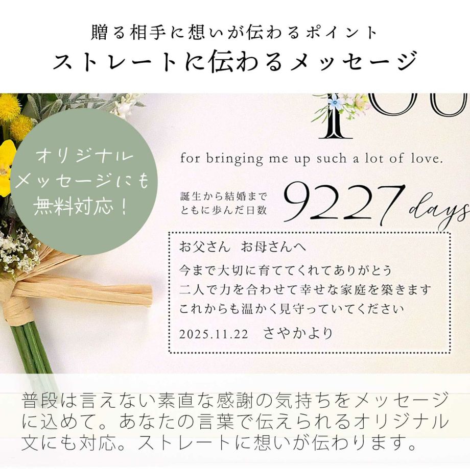 贈る相手に想いがストレートに伝わるメッセージ