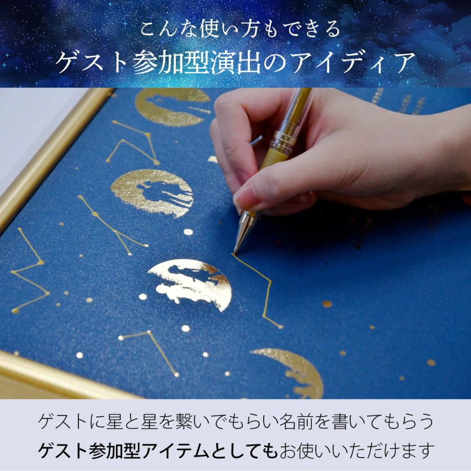 結婚証明書 署名 サイン 星 星空 星座 月 金箔 箔押し 金 ゴールド フレーム入り 結婚式 ウェディング「二人の星座付き 結婚証明書  星空と月（ネイビー)」 : mc-zodiacsign-nv : ファルベ結婚式アイテムとお祝いギフト専門店 - 通販 - Yahoo!ショッピング