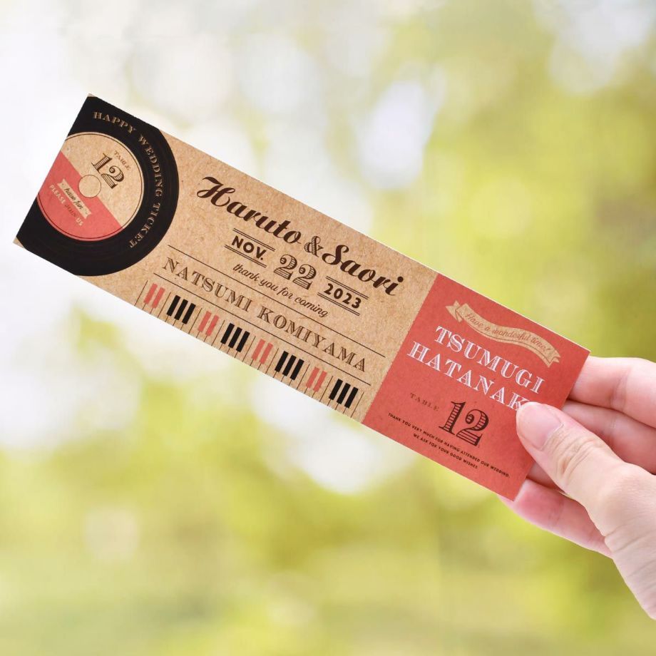 半券付きチケット風エスコートカード「ミュージック」 : ファルベ結婚