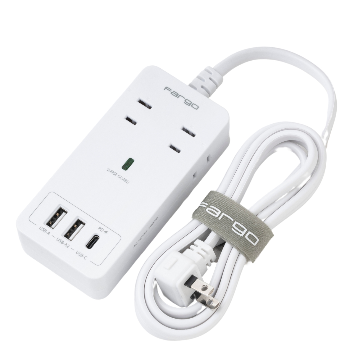 電源タップ おしゃれ AC4口 USB3口 Type-C Type-A コード長1.8m