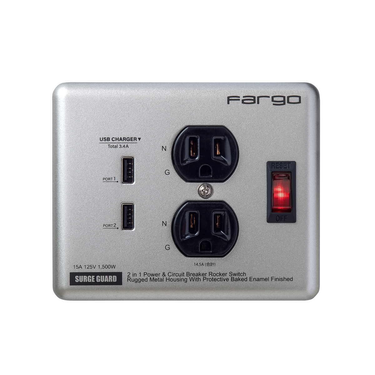 Fargo 延長コード USB 急速充電 スマホ アメリカン レトロ STEEp Fargo（ファーゴ） おしゃれ インテリア 延長コード 3.4A 充電 USB 2