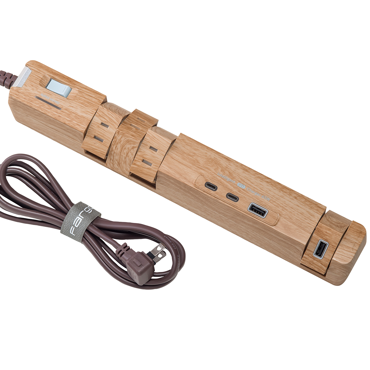 Fargo 延長コード PD65W おしゃれ Type-C 電源タップ USB 回転 6