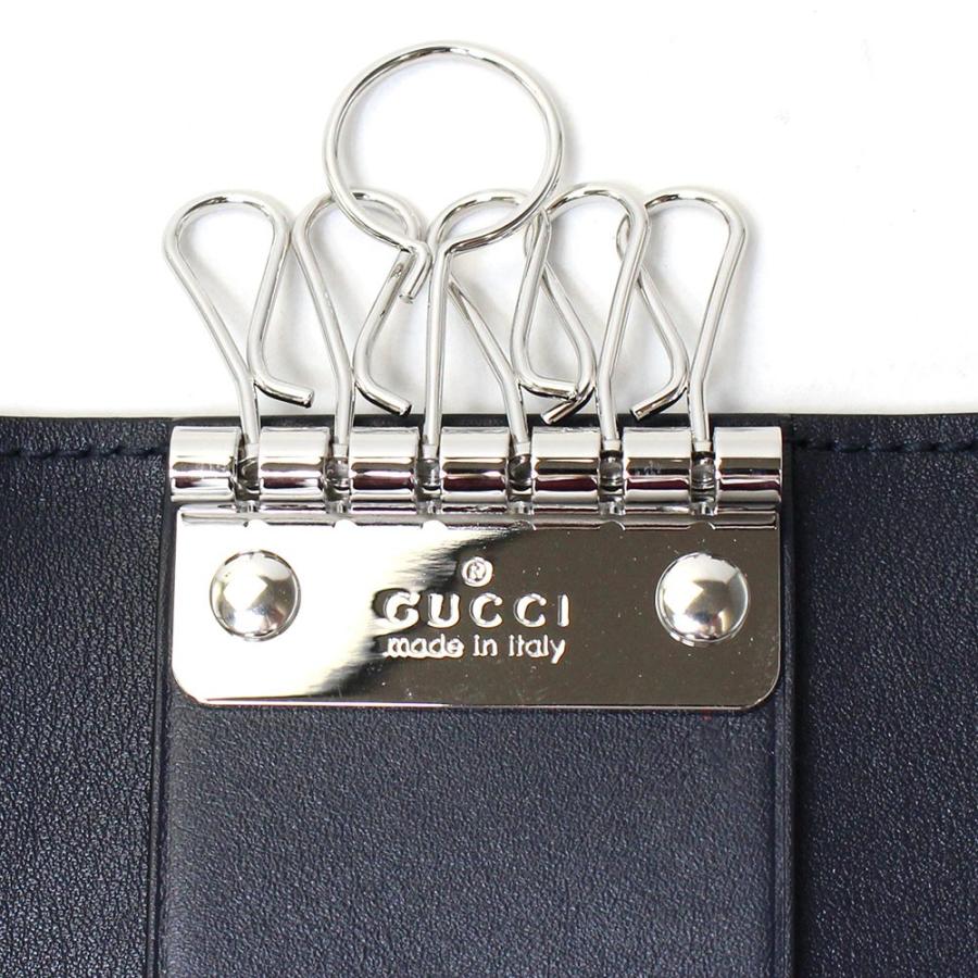 グッチ GUCCI 6連 キーケース ネイビー マイクロ グッチシマ レザー 本 