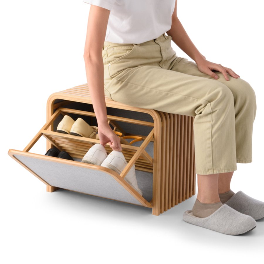 グディ GUDEE 収納ベンチ 収納ボックス 玄関 ベンチ スツール 木製 竹