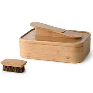 GUDEE シューケアボックス 靴磨き 靴磨きセット道具 収納 馬毛ブラシ付き シューケアキット 竹 RICO Bamboo shoe shine valet box グディ fbl69c888002の画像