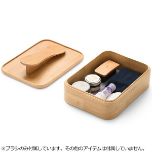 GUDEE シューケアボックス 靴磨き 靴磨きセット道具 収納 馬毛ブラシ付き シューケアキット 竹 RICO Bamboo shoe shine valet box グディ fbl69c888002の画像