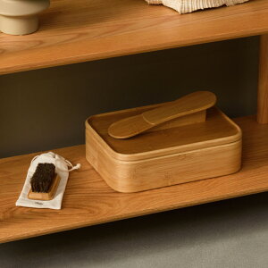 GUDEE シューケアボックス 靴磨き 靴磨きセット道具 収納 馬毛ブラシ付き シューケアキット 竹 RICO Bamboo shoe shine valet box グディ fbl69c888002の画像