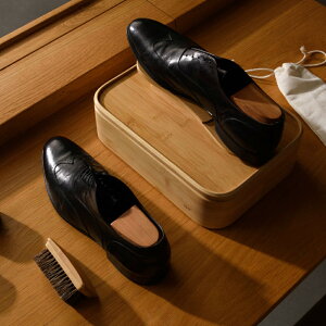 GUDEE シューケアボックス 靴磨き 靴磨きセット道具 収納 馬毛ブラシ付き シューケアキット 竹 RICO Bamboo shoe shine valet box グディ fbl69c888002の画像