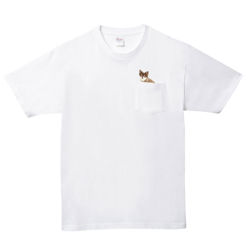 ペットプリントラボ オリジナル Tシャツ シャツ 胸ポケット ペット オーダーメイド 犬 猫 ネコ ...