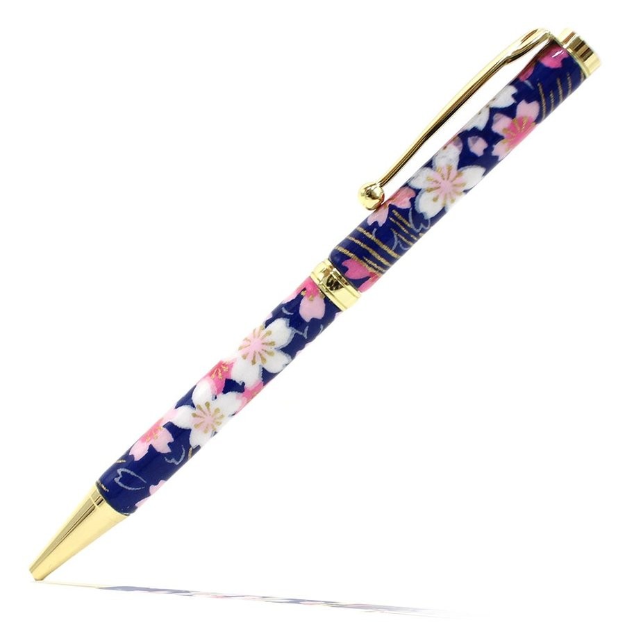 ボールペン クロスタイプ 油性 0.7mm 美濃和紙 日本製 桜と流水 