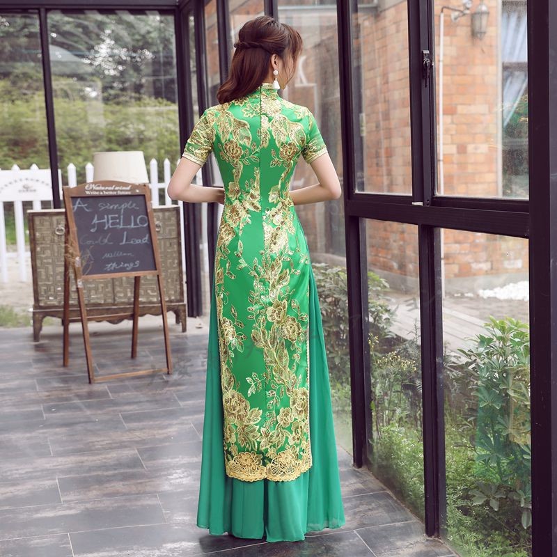 チャイナドレス ワンピース レディース ロング丈 チャイナ服 アオザイ