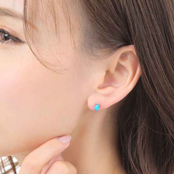 ターコイズ　純プラチナ　 アメリカンピアス 美品 ターコイズ ピアス プラチナ トルコ石 Pt900 ドロップ 雫