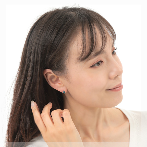 ロンドン ブルートパーズ ピアス バゲットカット K10YG 10金 10k
