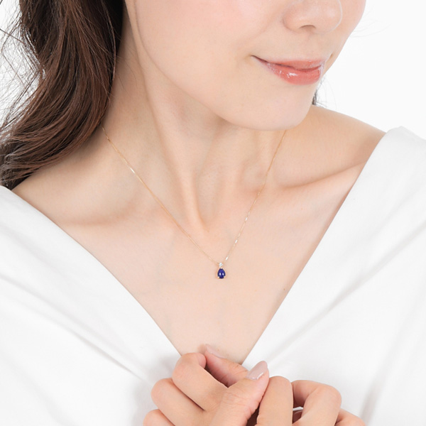 ラピスラズリ ダイヤモンド ネックレス K10YG 10金 10k イエロー