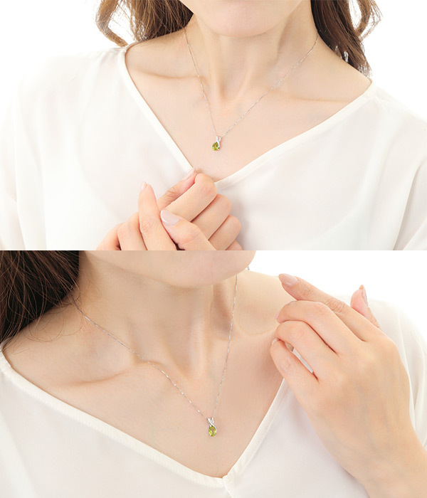 ペリドット　ダイヤモンド　チャーム　ネックレストップ　10金　K10 ペリドット ダイヤモンド ネックレス K10WG 10k 10金 ホワイト