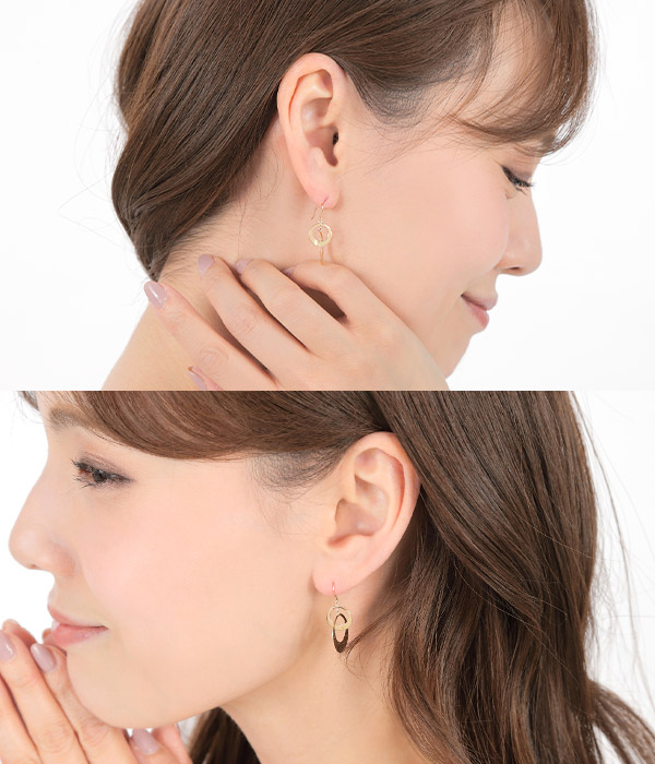 サークルデザイン フック ピアス K18YG 18k 18金 イエロー