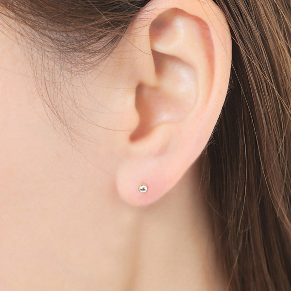 太長ポスト ファーストピアス プラチナ Pt900 軸太 3mm 丸玉