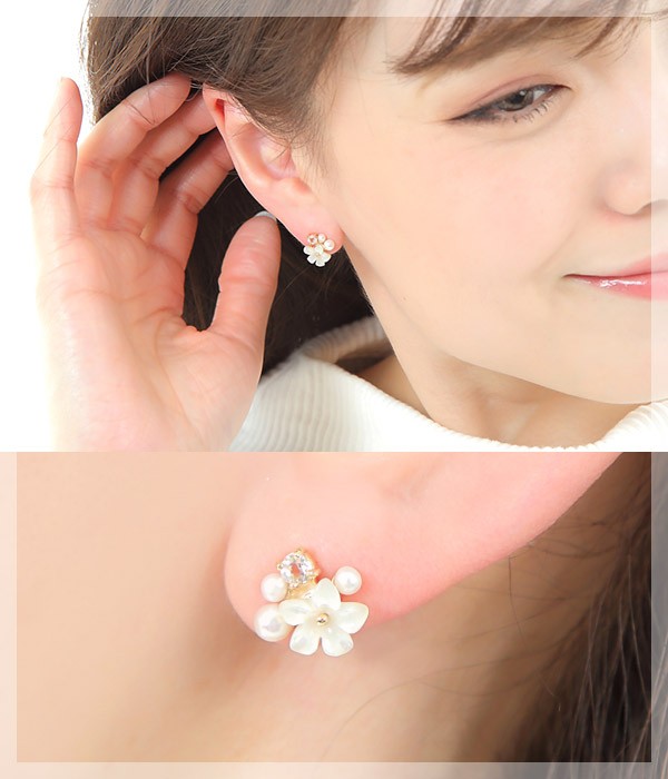 【未使用品】AHKAH　クリスタルホワイトリボンフープピアス　K10YG 未使用品】AHKAH クリスタルホワイトリボンフープピアス K10YG