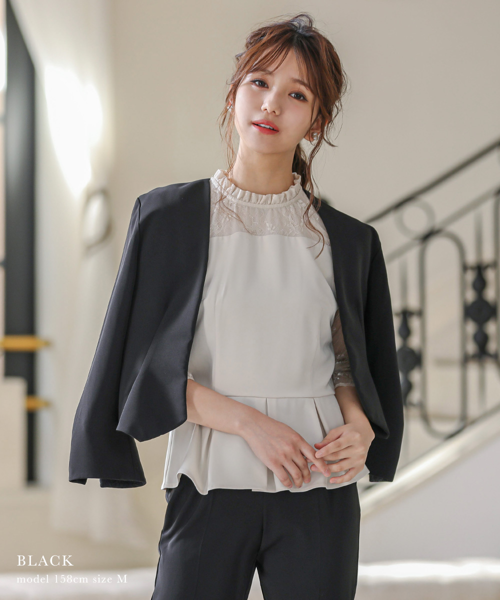 niana（ニアナ） ノーカラーショートフォーマルジャケットレディース