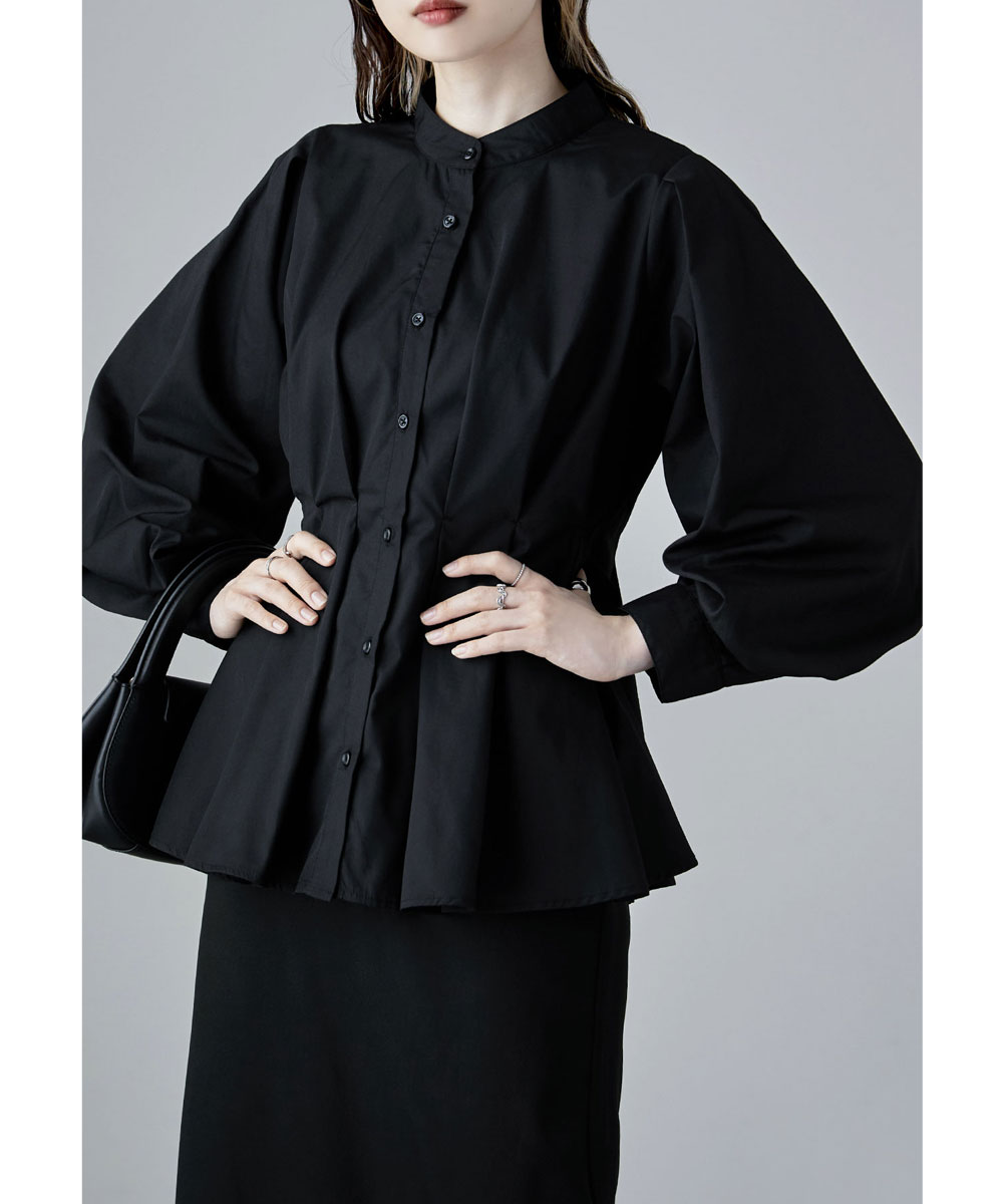 etoll.（エトル） フレアウエストタックスタンドブラウス トップス