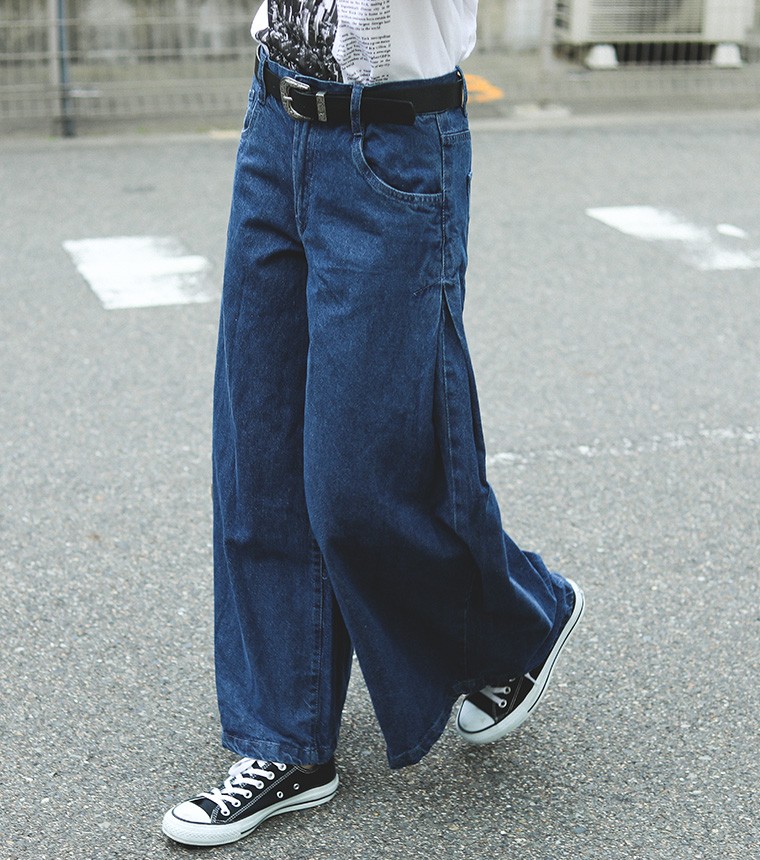 デニム バギーパンツ ワイドパンツ レディース 大きいサイズ