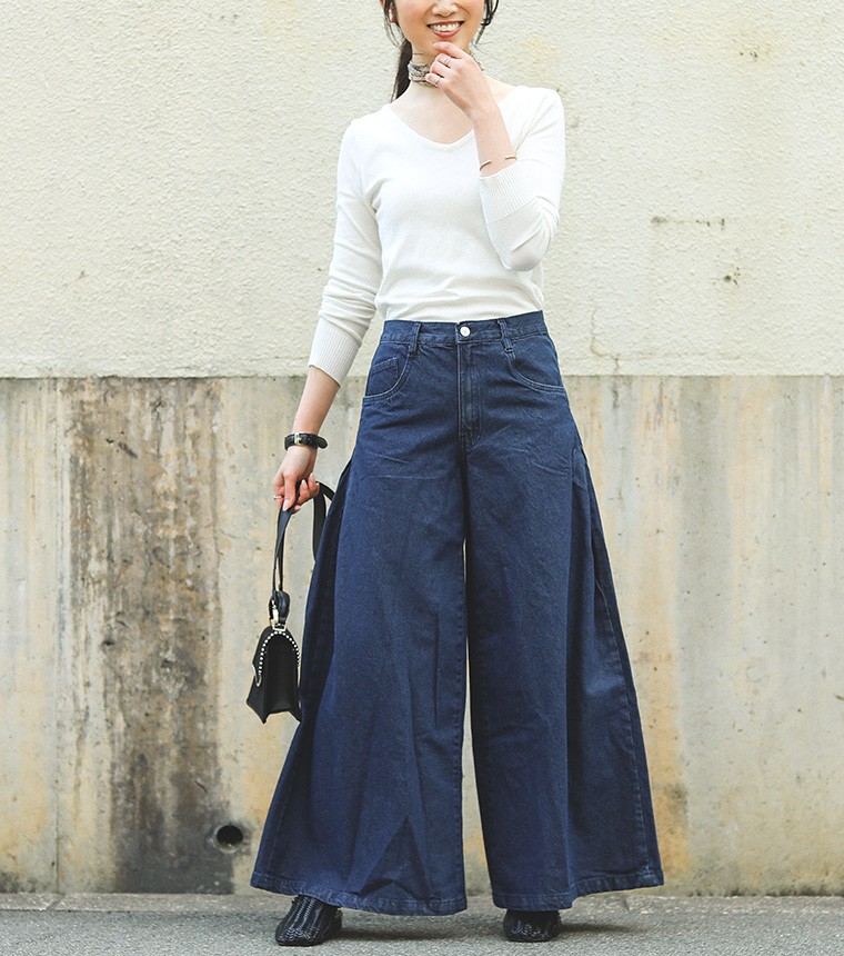 デニム バギーパンツ ワイドパンツ レディース 大きいサイズ