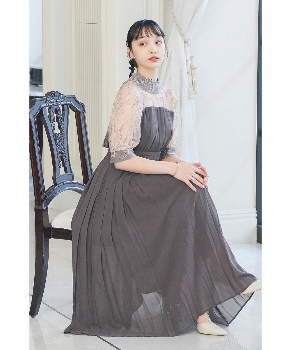 niana 結婚式 ワンピース パーティードレス プリーツ レース