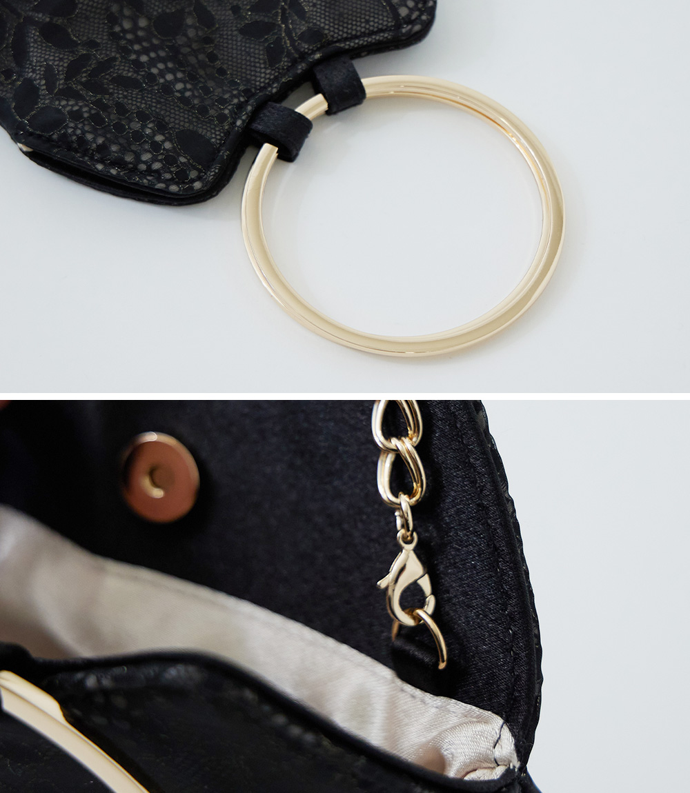 niana ハンドバッグ 2wayリングハンドル花柄刺繍レース