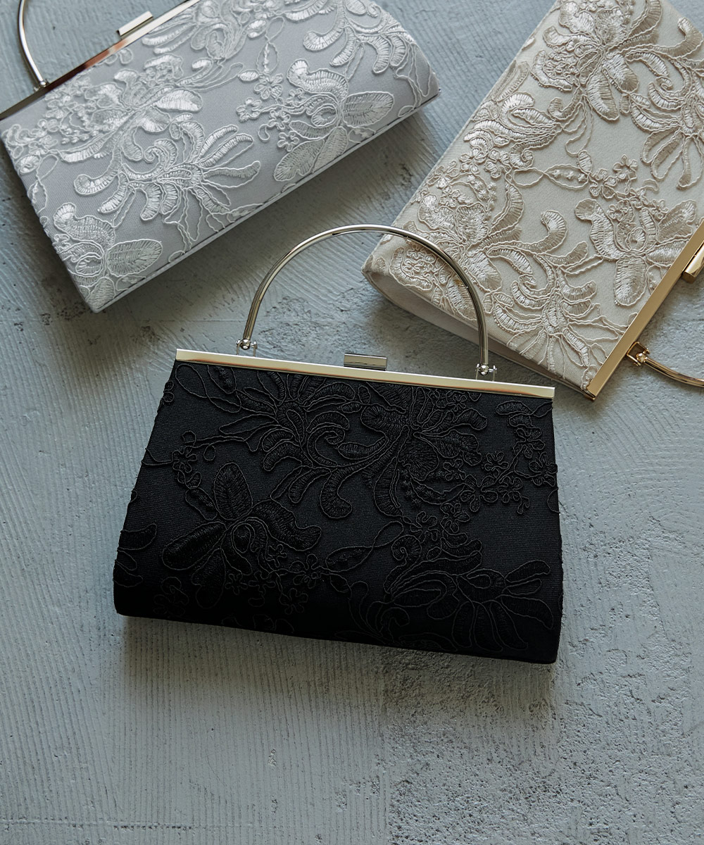 niana 2way刺繍デザインハンドバッグ パーティーバッグ がま口