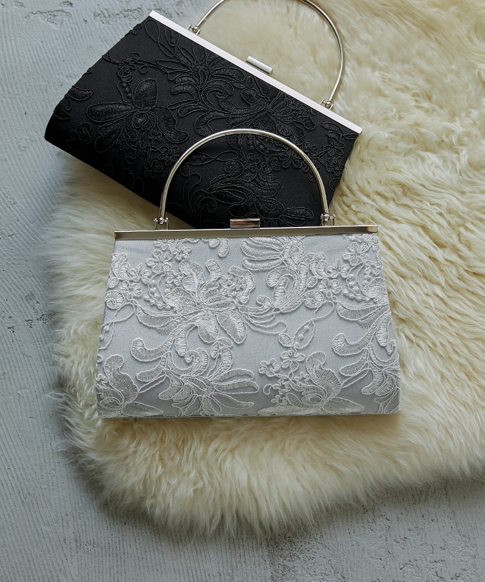 niana 2way刺繍デザインハンドバッグ パーティーバッグ がま口