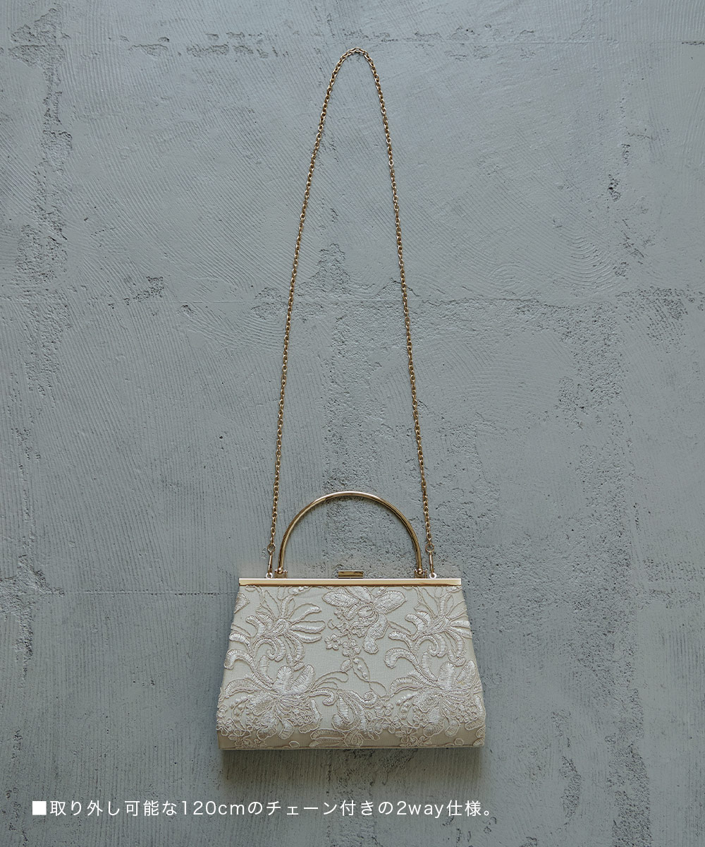 niana 2way刺繍デザインハンドバッグ パーティーバッグ がま口