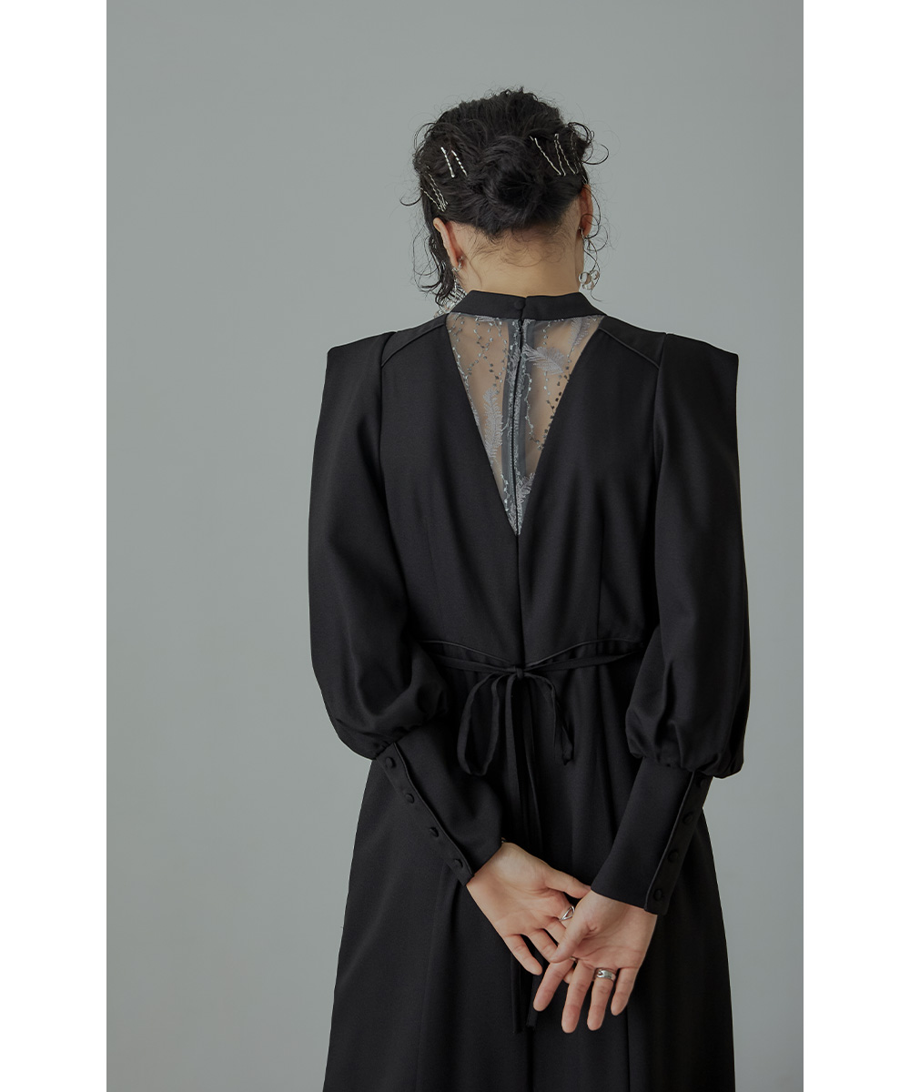 新品 My shawty サテンドレス シアー 黒 結婚式 オケージョン