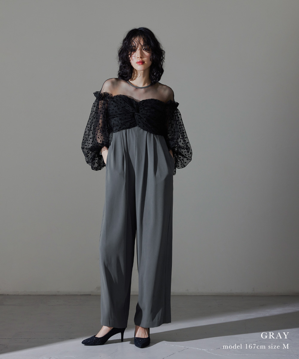 niana パンツドレス フロッキードットパンツドレス