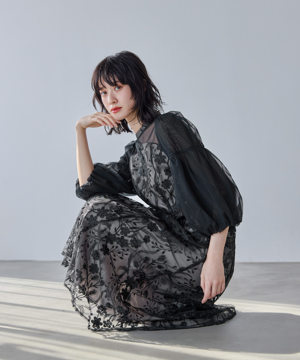 花柄シースルーロングドレス kana niana 【公式通販】