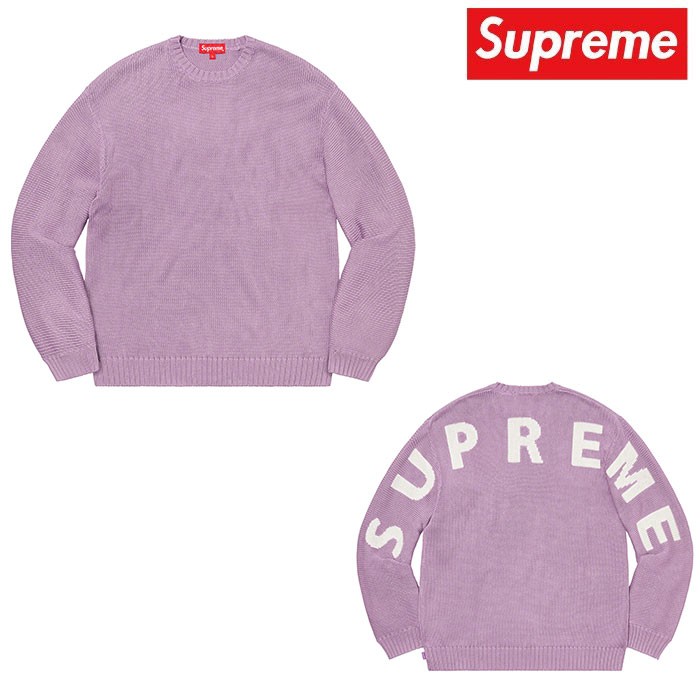 supreme back logo sweater lilac