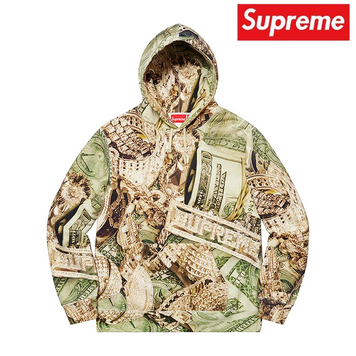 Supreme シュプリーム Bling Bling Hooded Sweatshirt ブリングフード付き ウェット グリーン 2020年春夏新作