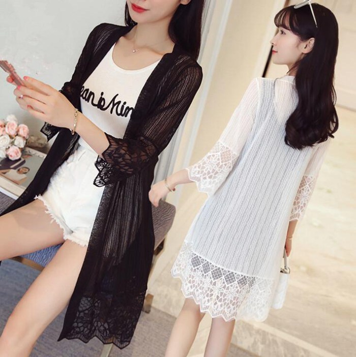 レースカーディガン 冷房対策 ロングカーディガン 日焼け止め服